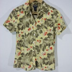 IZOD 100% Silk Vintage S/S Tropical Floral Shirt